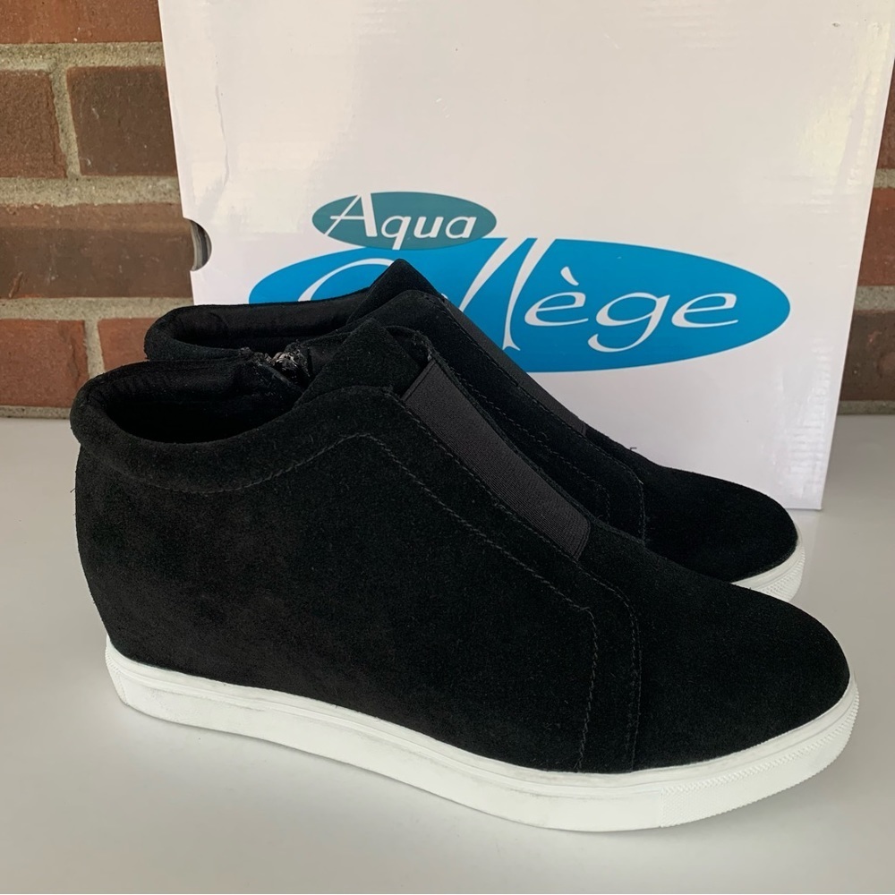 Aqua College Womens Glady Black Suede Ankle Boots High Top Sneakers US 8.5 M